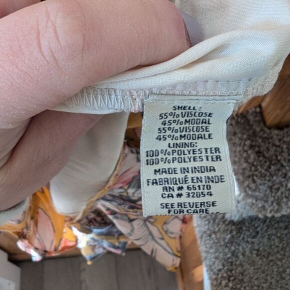 Anthropologie Ranna Gill Ruched Floral Minu Ruffle Yellow Puff Sleeve Size M - Picture 9 of 11